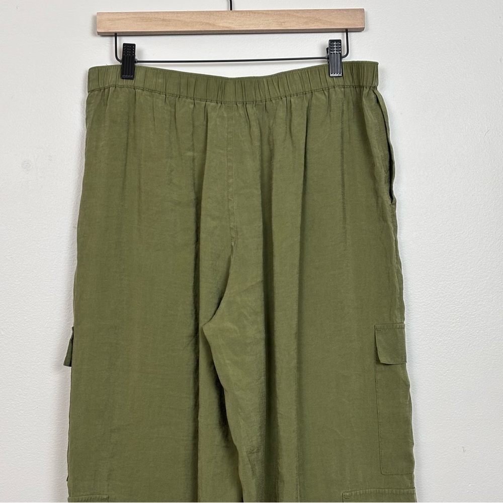 Madewell Pants Womens Medium Green Pull-On Wide-Leg Cargo in Softdrape - Picture 5 of 10